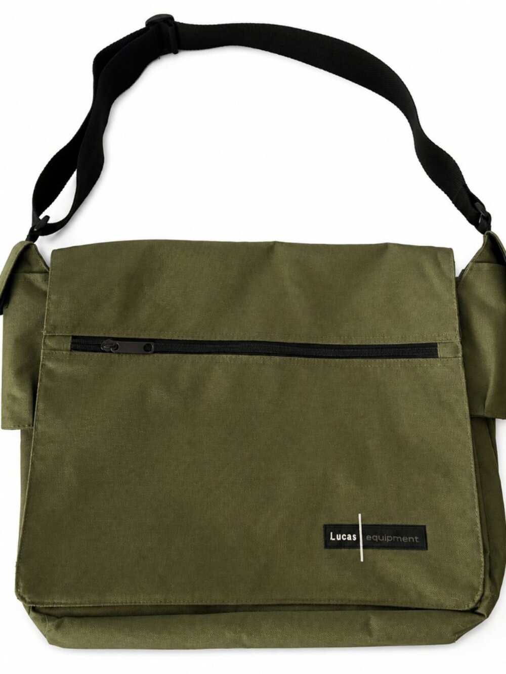 Lucas Equipment Messenger Bag Olive Green Canvas Utility Laptop Shoulder Bag